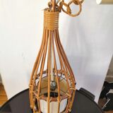 Rattan pendant lamp design 60s - 70s