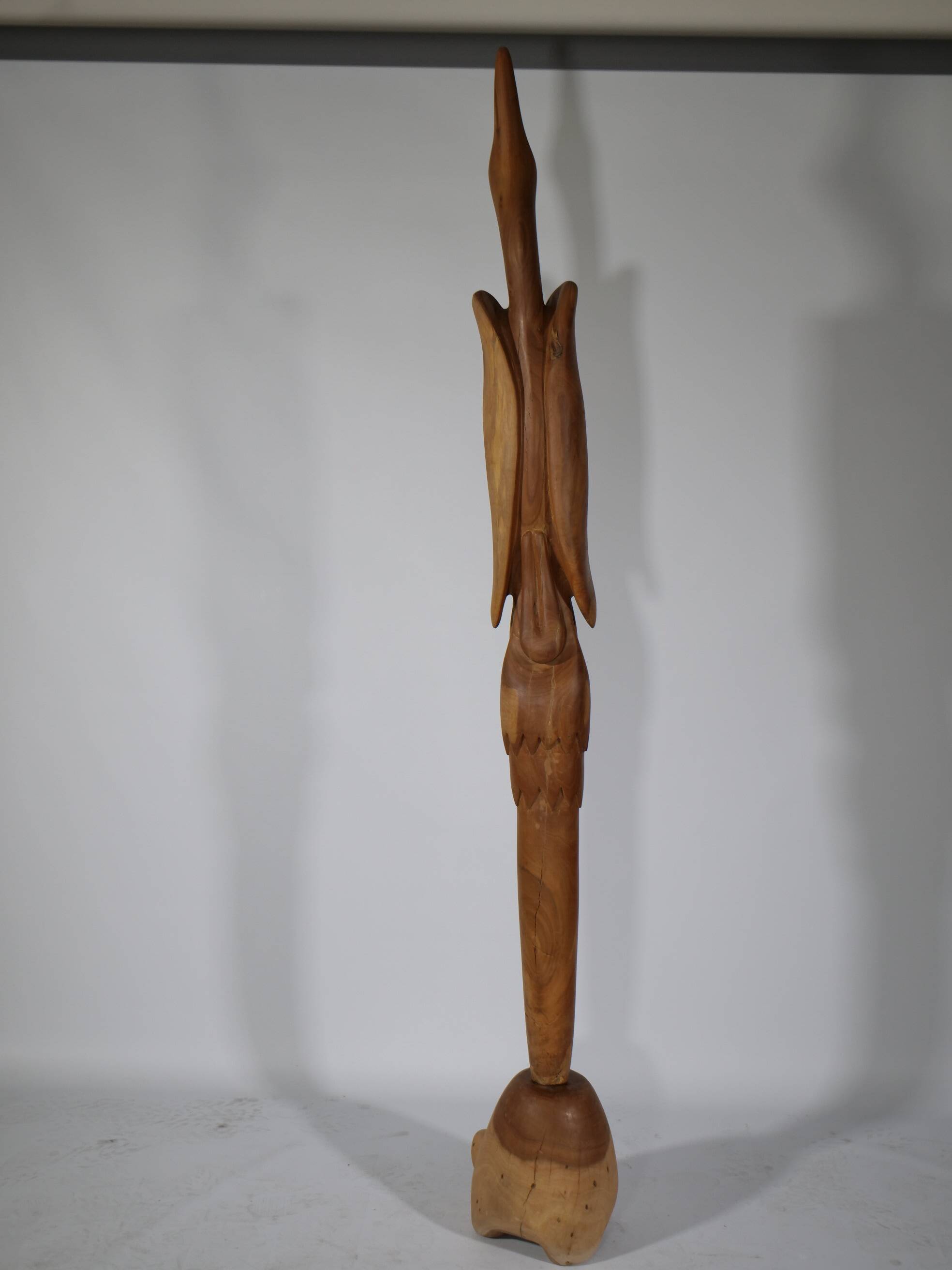 XXL Solid Teak Crane Sculpture - 1960s Design, Mid-Century Art