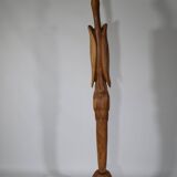 XXL Solid Teak Crane Sculpture - 1960s Design, Mid-Century Art