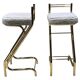 Tabourets de bar en Z de style mid-century moderne en or et en shearling naturel - Paire