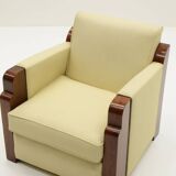 Set of 2 leather Art Deco club chairs, 1930s France.