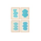 Collection of 4 abstract paintings in light blue signed Eawy.