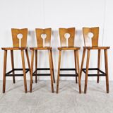 4 vintage brutalist bar stools, 1960s