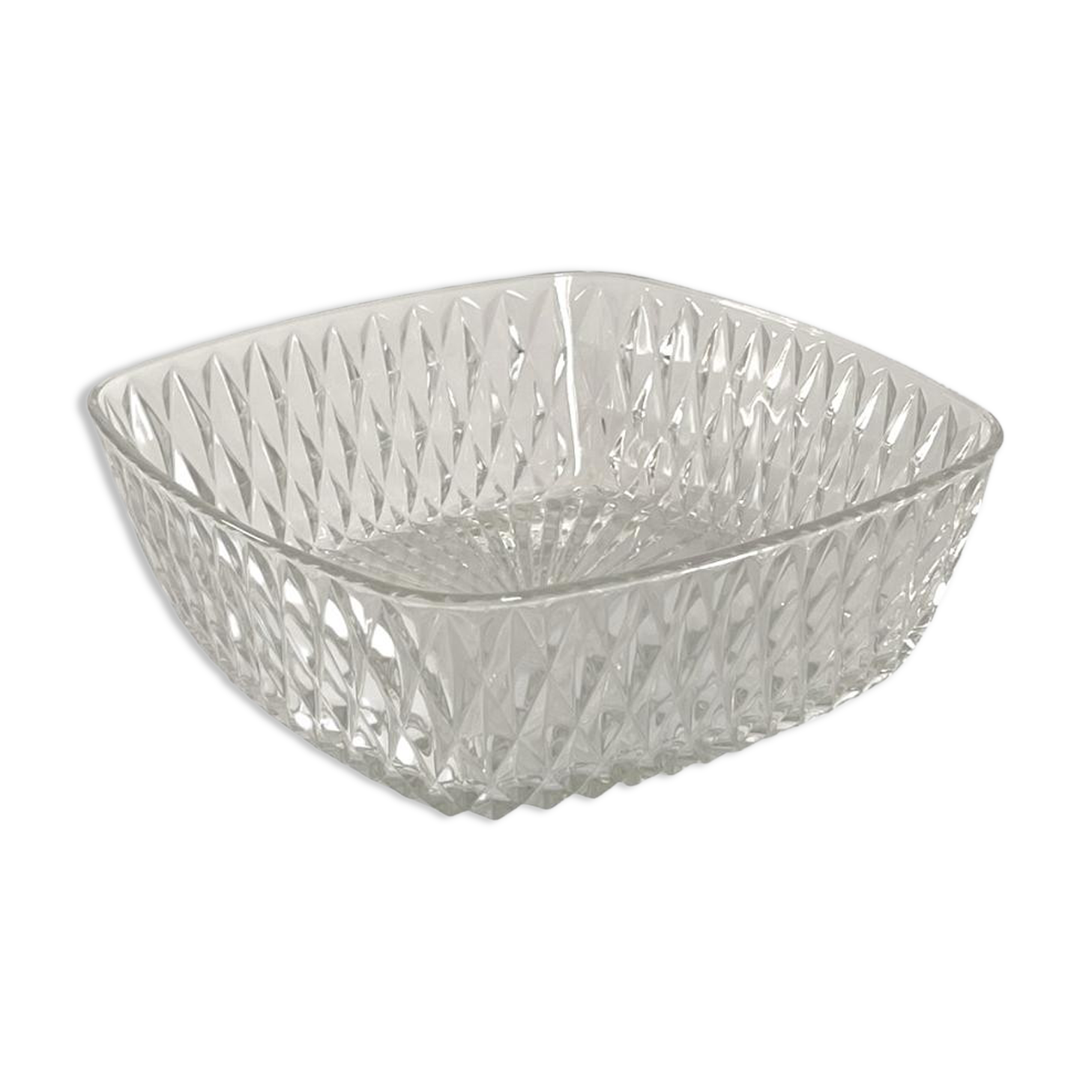 Square chiseled glass bowl