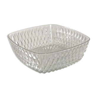 Square chiseled glass bowl