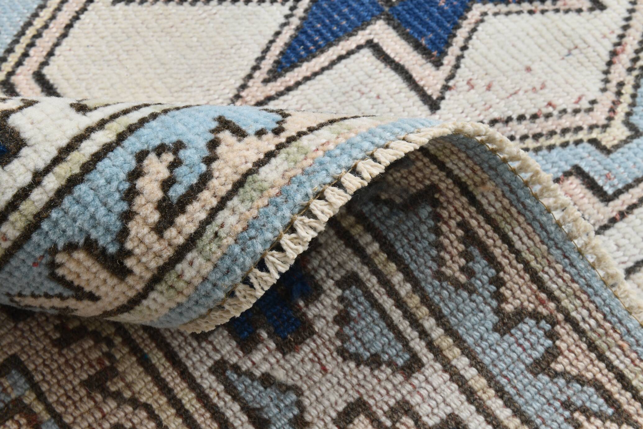 6x7 Navy Blue Cream Oriental Persian Rug, 178x225Cm