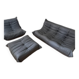 Ensemble de Togo LIGNE ROSET cuir noir