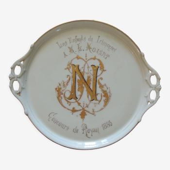 Porcelain dish, "the children of limoges", royan competition 1886, from the 19th