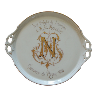 Plat en porcelaine , " les enfants de limoges" , concours de royan 1886 , du 19 ème