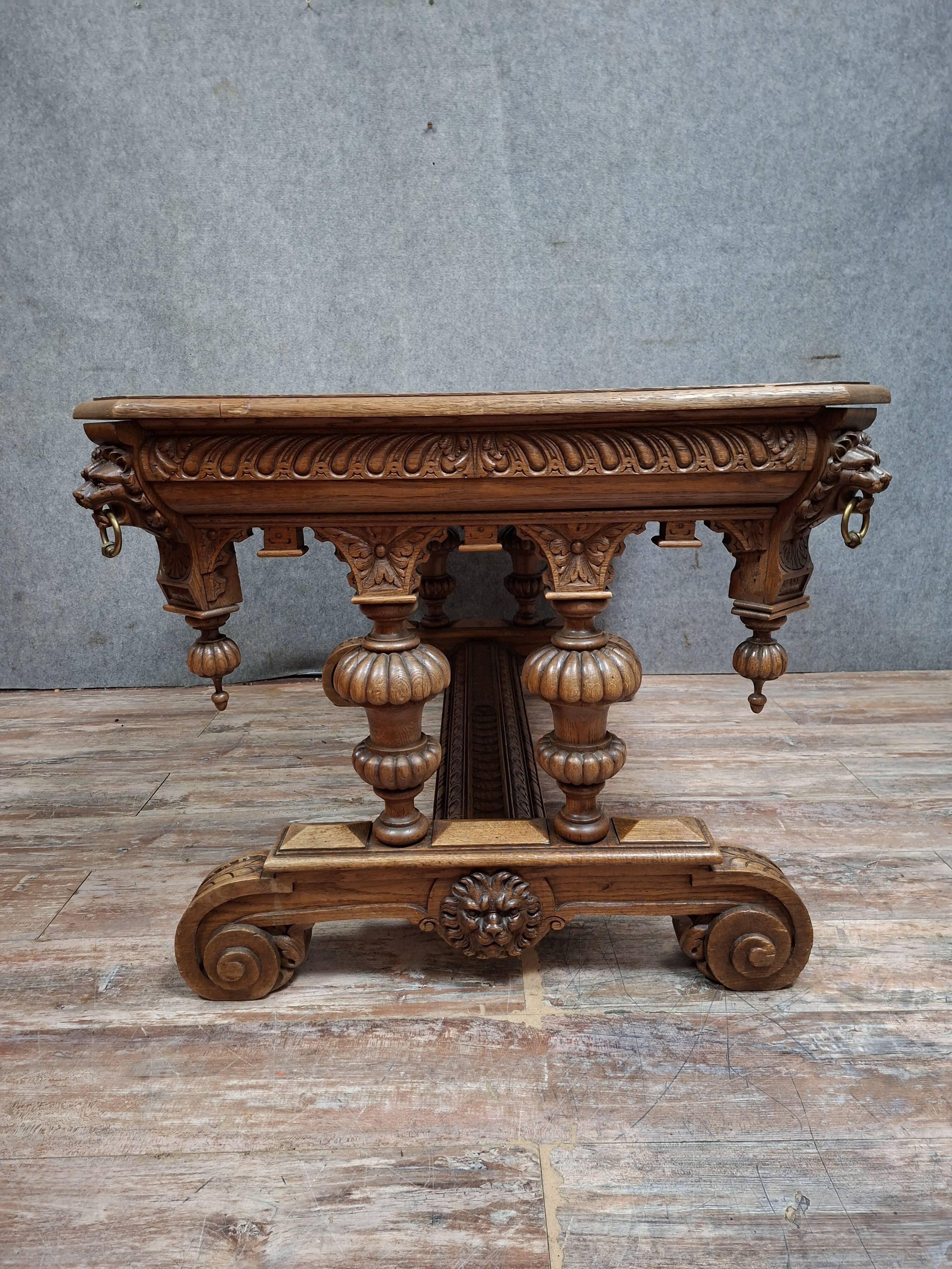 dining table or centre table in carved Renaissance oak