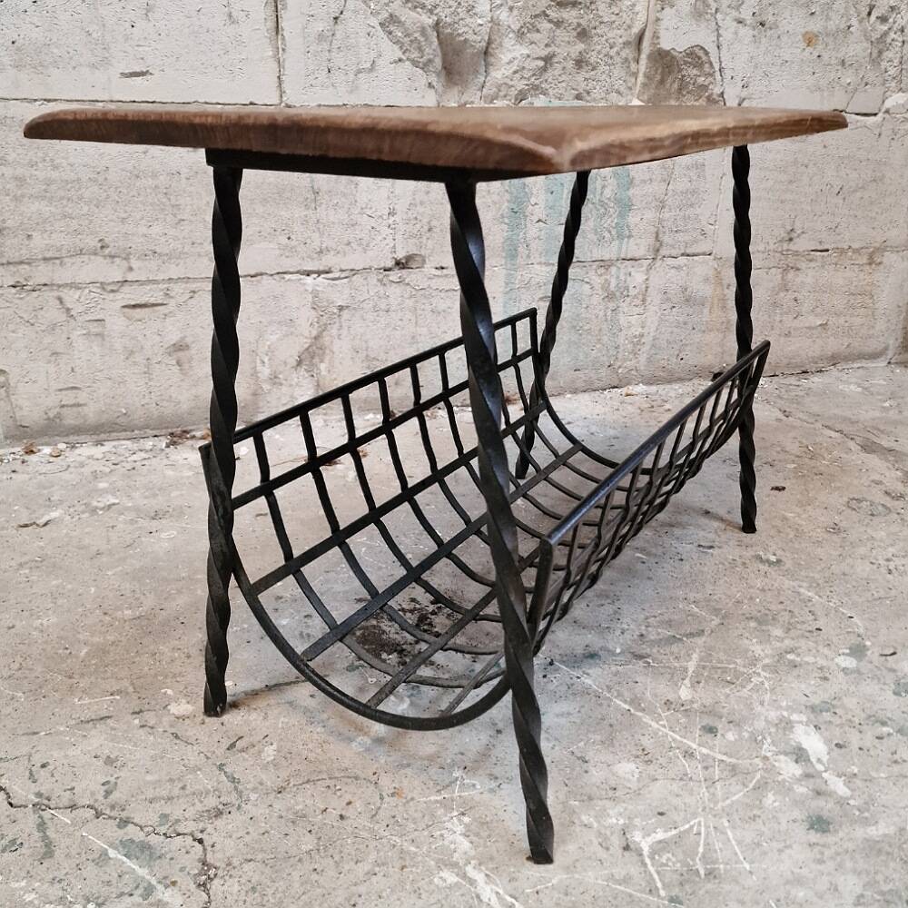 Vintage brutalist magazine rack