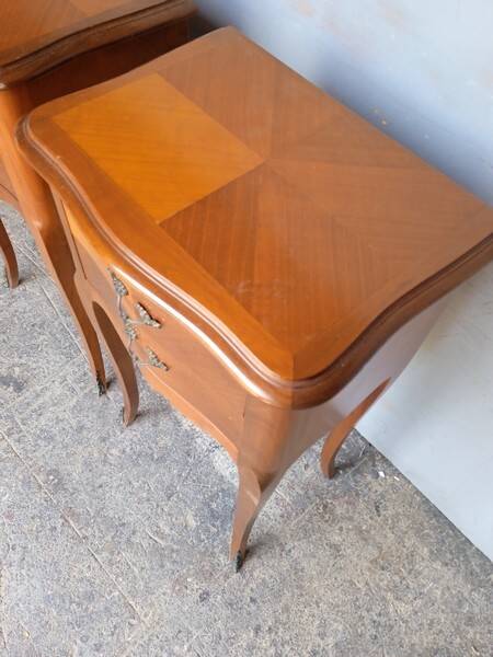 Pair of bedside cherry and bronze