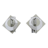 Pair of chrome metal and glass wall sconces, VECA Fontana Arte style.