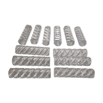 Set of 12 twisted knife holders in baccarat crystal in its 1950s/1960s box