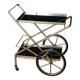 Vintage rolling trolley in gold metal & smoked glass – Retro elegance as