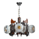 Mazzega chandelier in murano glass, chrome and wood, 1970's