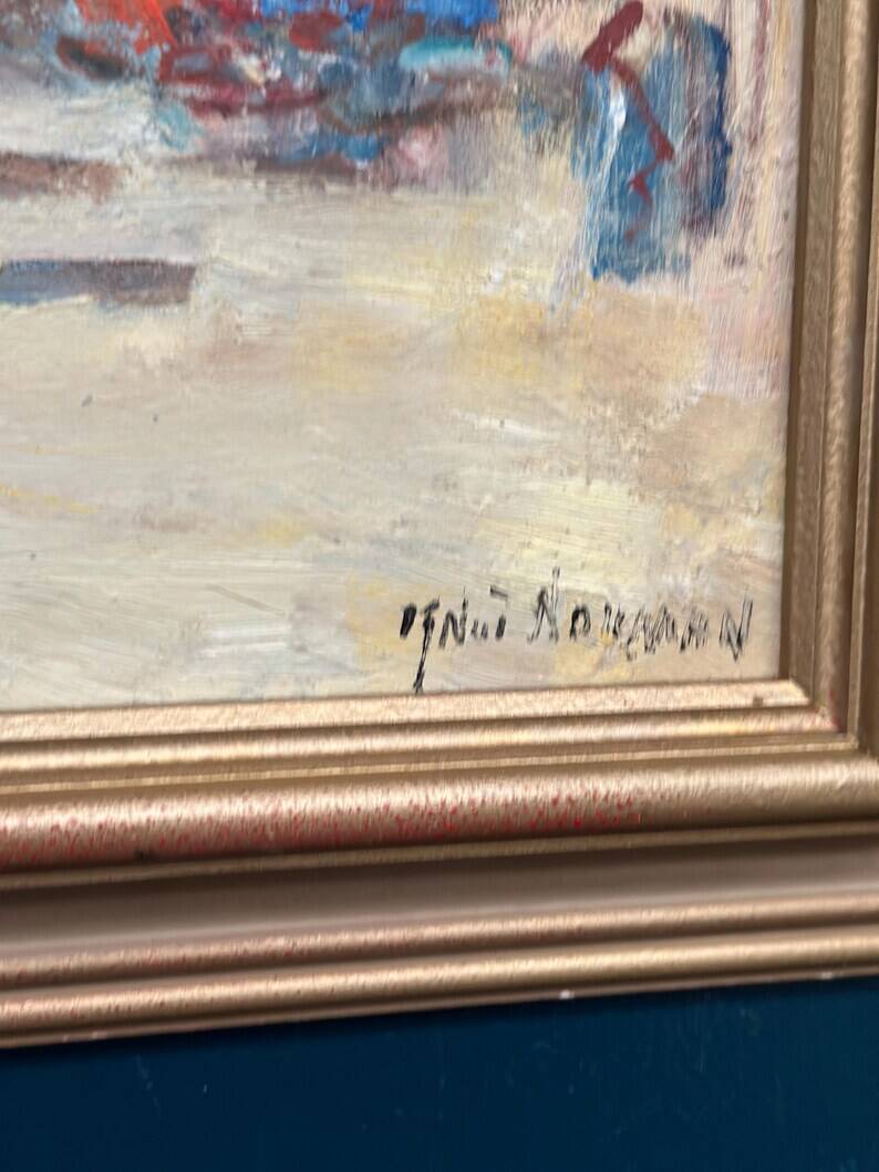 Swedish Oil on  panel - "Venice II" by Knut Norman - Vintage- 51 × 43 cm