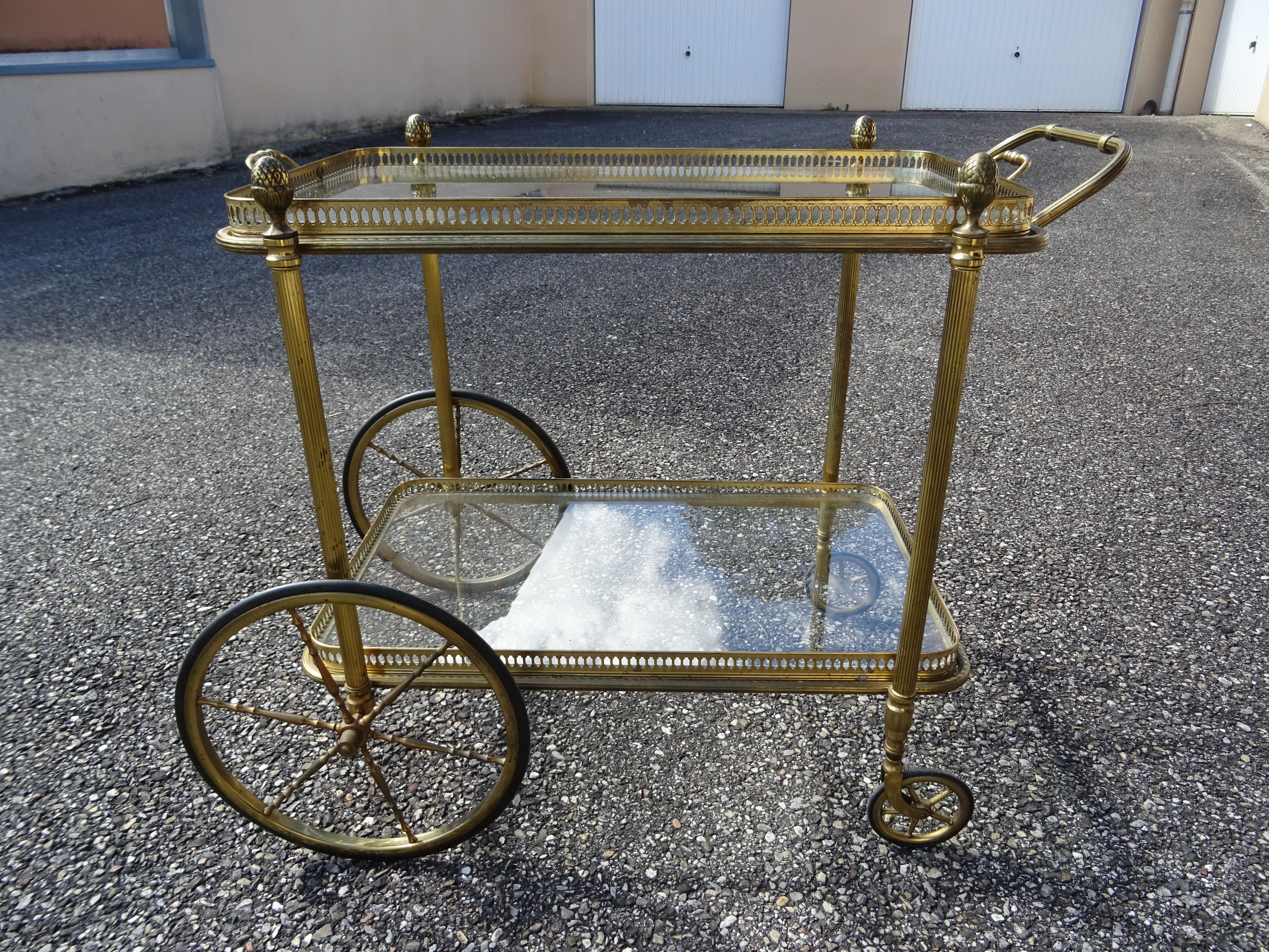 Rolling serving table in neo-classical Louis XVI style.
