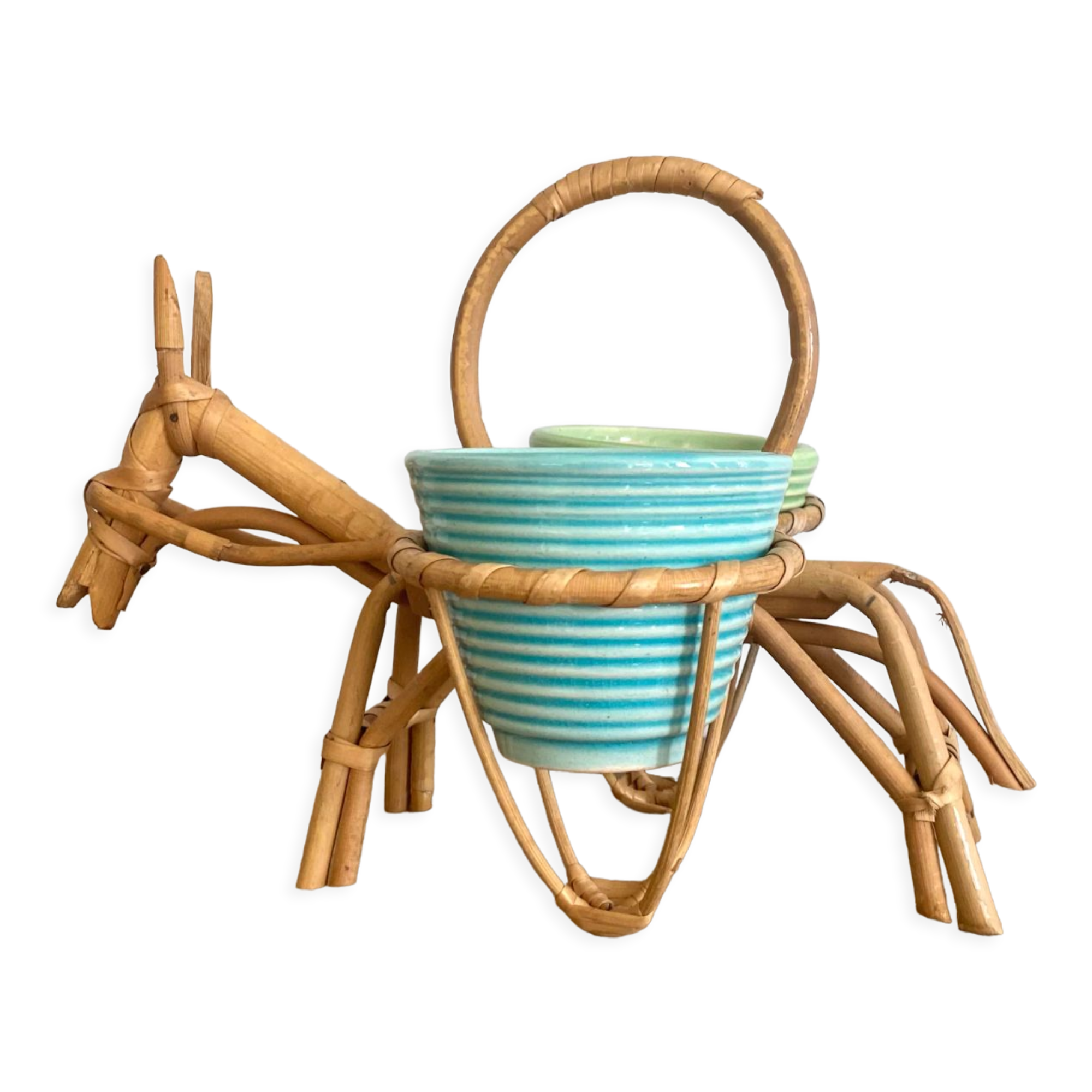 Rattan plant holder, small donkey shape