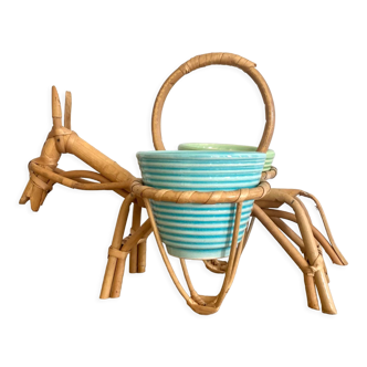 Rattan plant holder, small donkey shape
