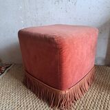 60s pink velvet pouf