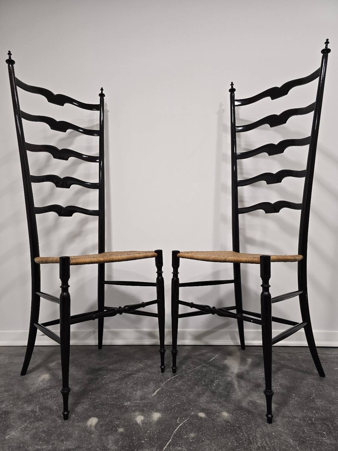 Chaises échelle Paolo Buffa pour Chiavari, Italie années 1950