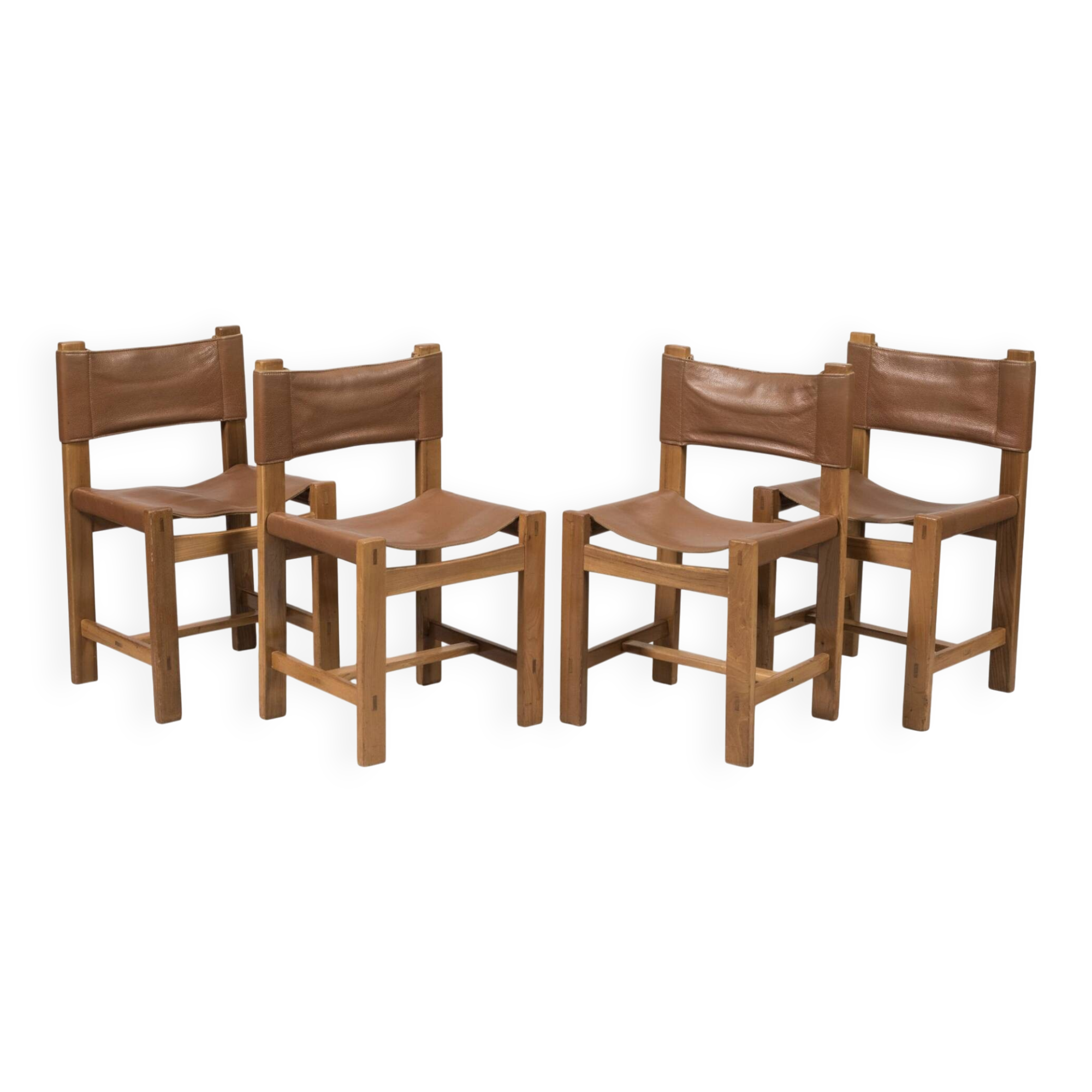 Set of 4 varnished ash chairs - Maison Regain