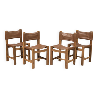 Set of 4 varnished ash chairs - Maison Regain