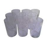 Set 8 verres gravés graphiques