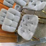 Vintage Italian dining chairs in brass, 1970s, set of 4