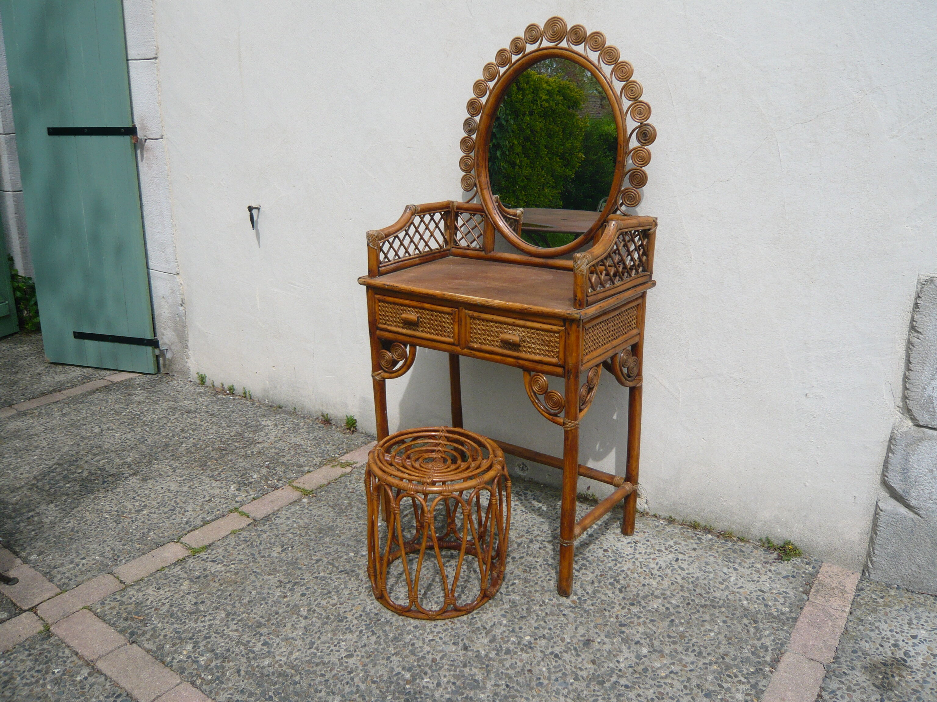 Vintage rattan stool