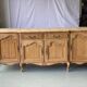 Vintage sideboard renovated in marquetry and raw solid wood