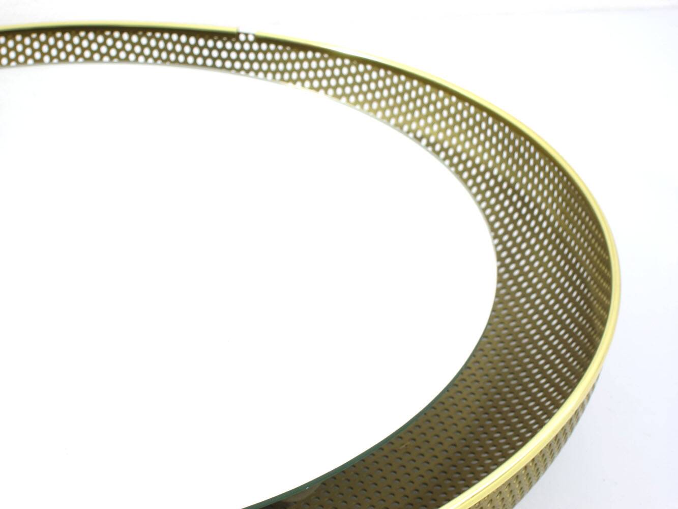 Gold Mathieu Mategot for Artimeta 1950s vintage mirror with light