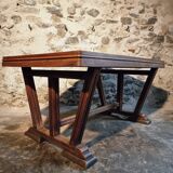 French vintage table in solid oak, Arts & Crafts style, 1930s–1940s.