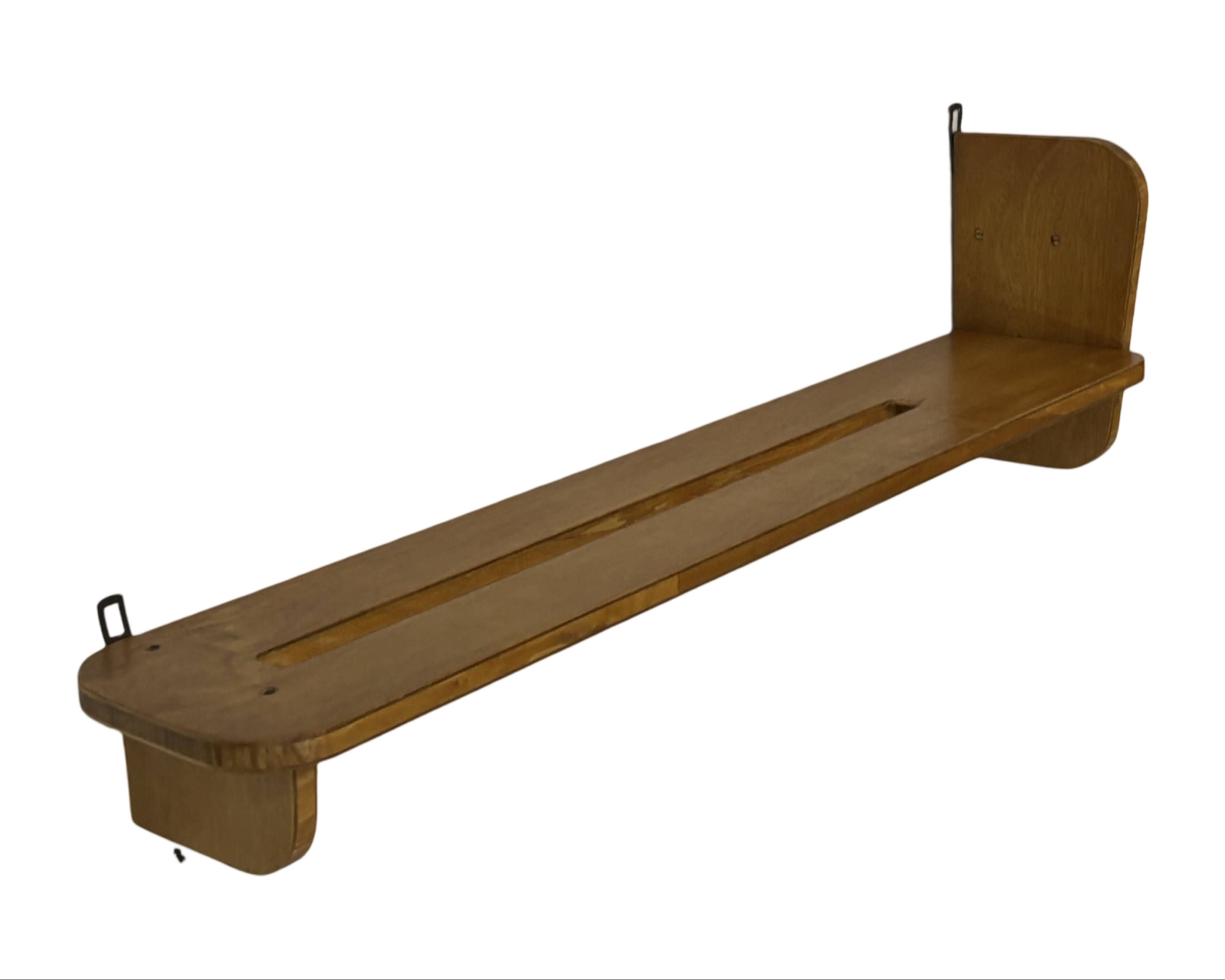 Vintage wooden wall shelve rack bookshelf in wood minimalist