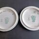 Pair of Longwy flower bottle underwear on black background. Rare