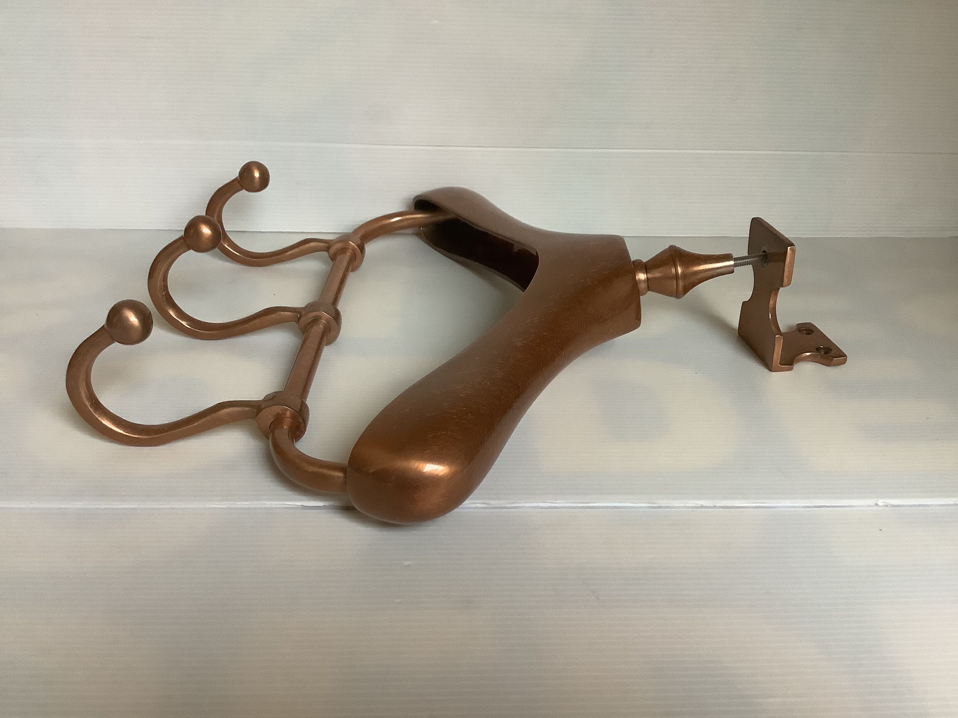 Coat rack gilded metal hanger varnished