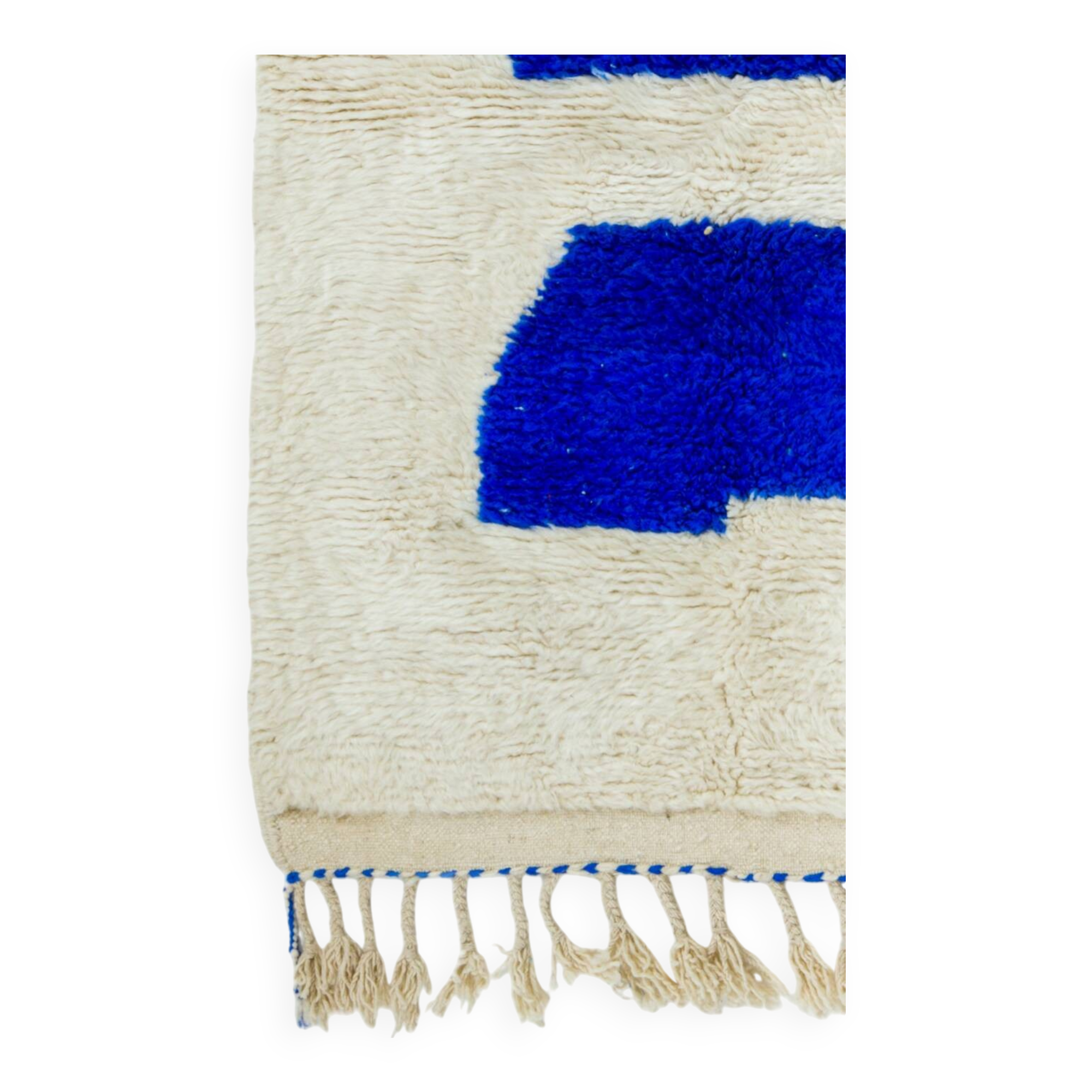 Modern Moroccan Berber Rug Klein Blue and White