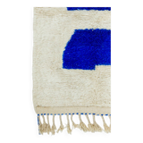 Modern Moroccan Berber Rug Klein Blue and White
