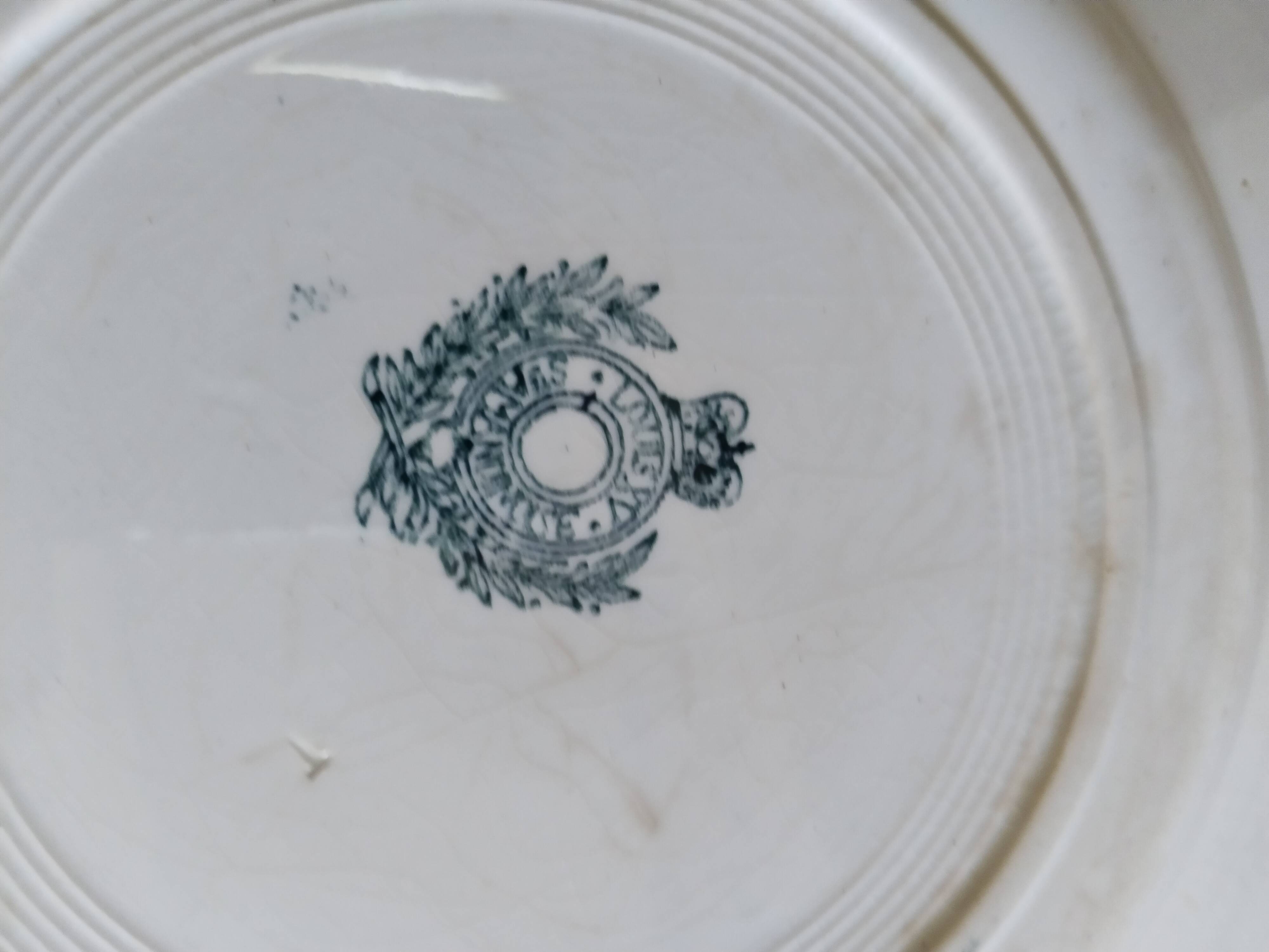 Set of 6 dinner plates in Terre de fer earthenware, blue color