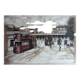 Aquarelle ancienne Paris Gare de l'Est par Amédée Lecomte