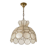 Capiz & Brass Mother-of-Pearl Pendant - Vintage 1970