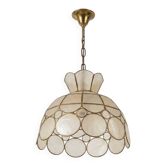 Capiz & Brass Mother-of-Pearl Pendant - Vintage 1970