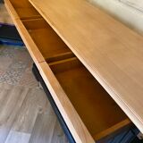 Buffet bas relookée noir et bois