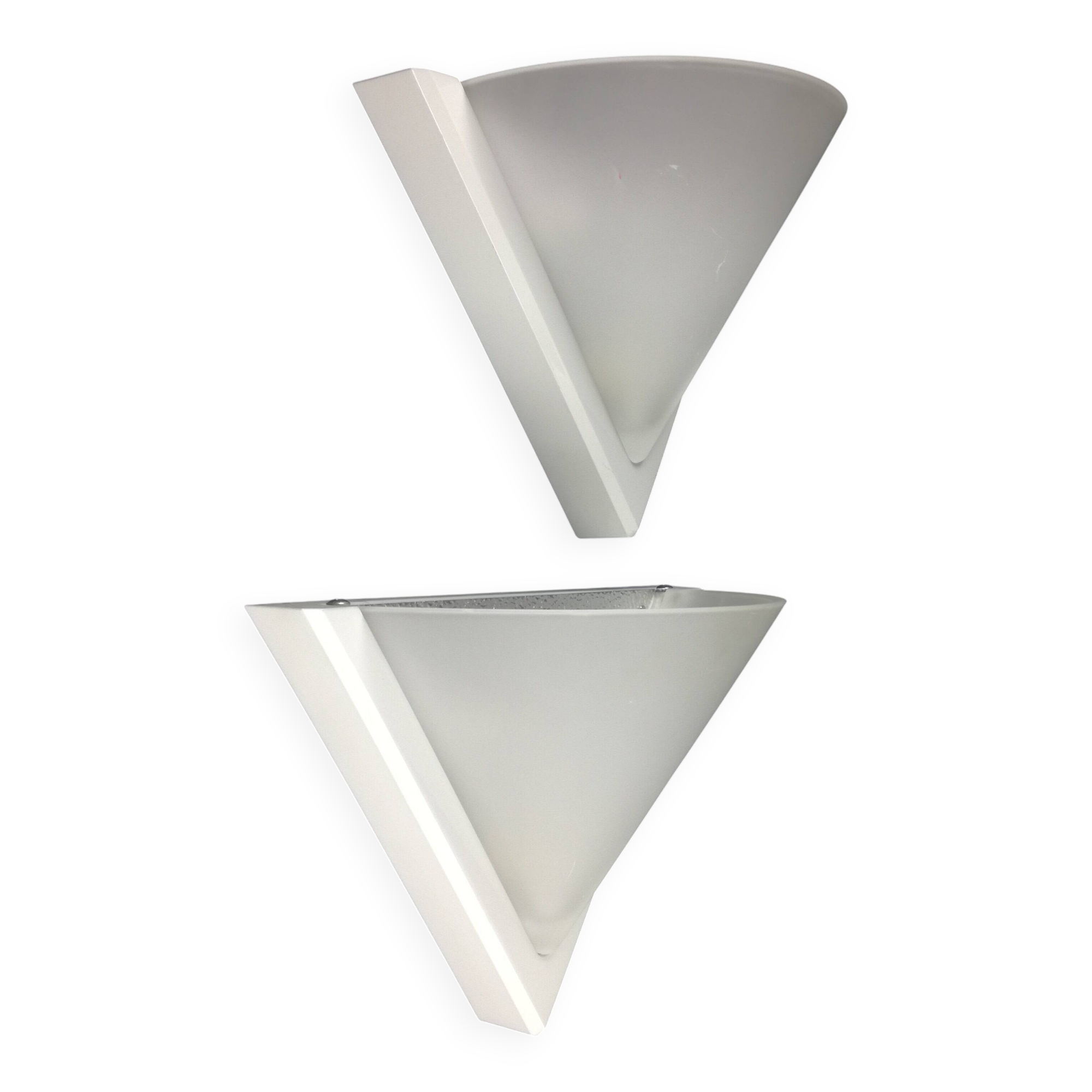 Space Age wall lights in ABS plastic and frosted glass, set of 2