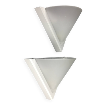 Space Age wall lights in ABS plastic and frosted glass, set of 2