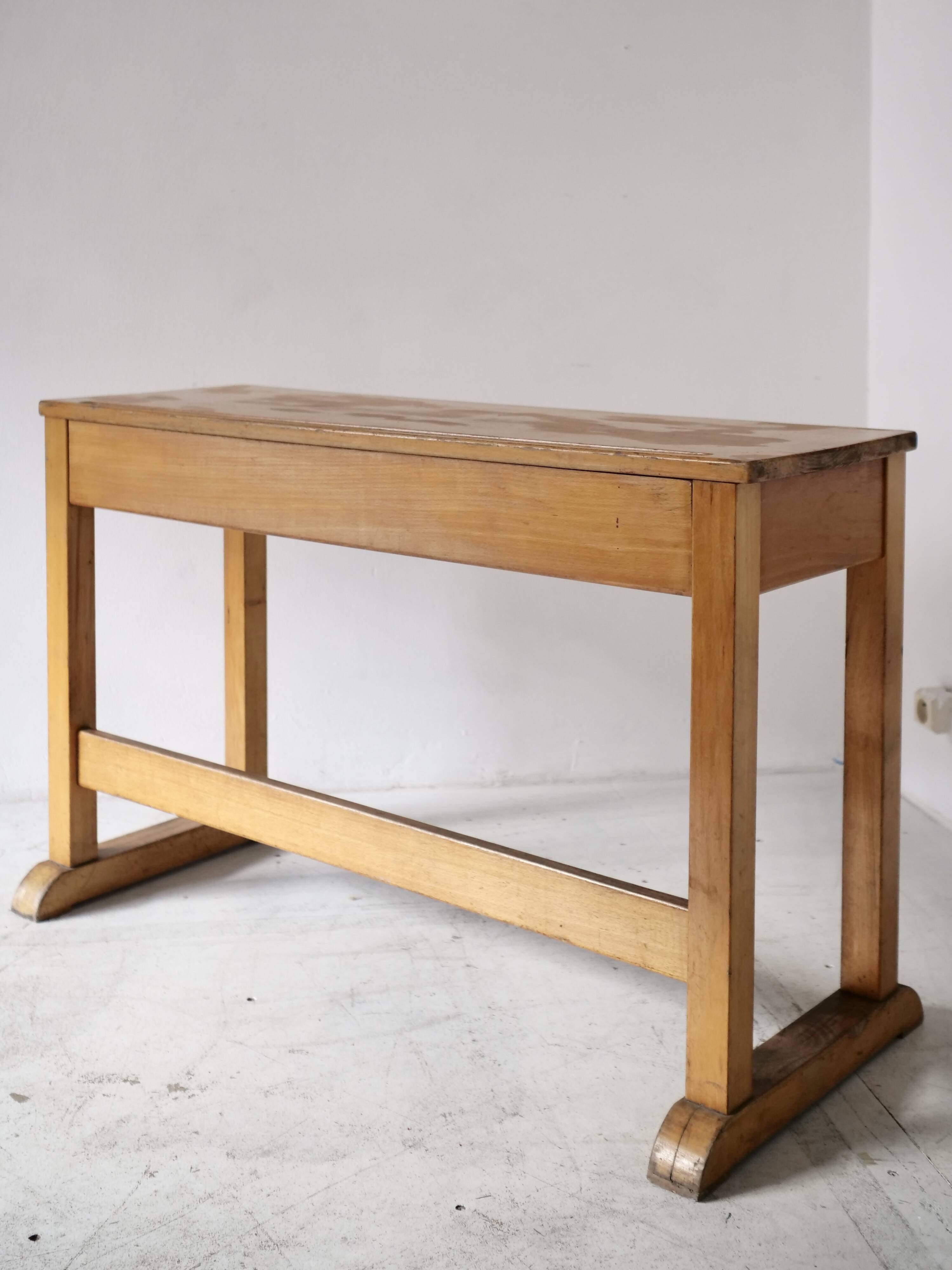 Beech desk or console from around 1930.