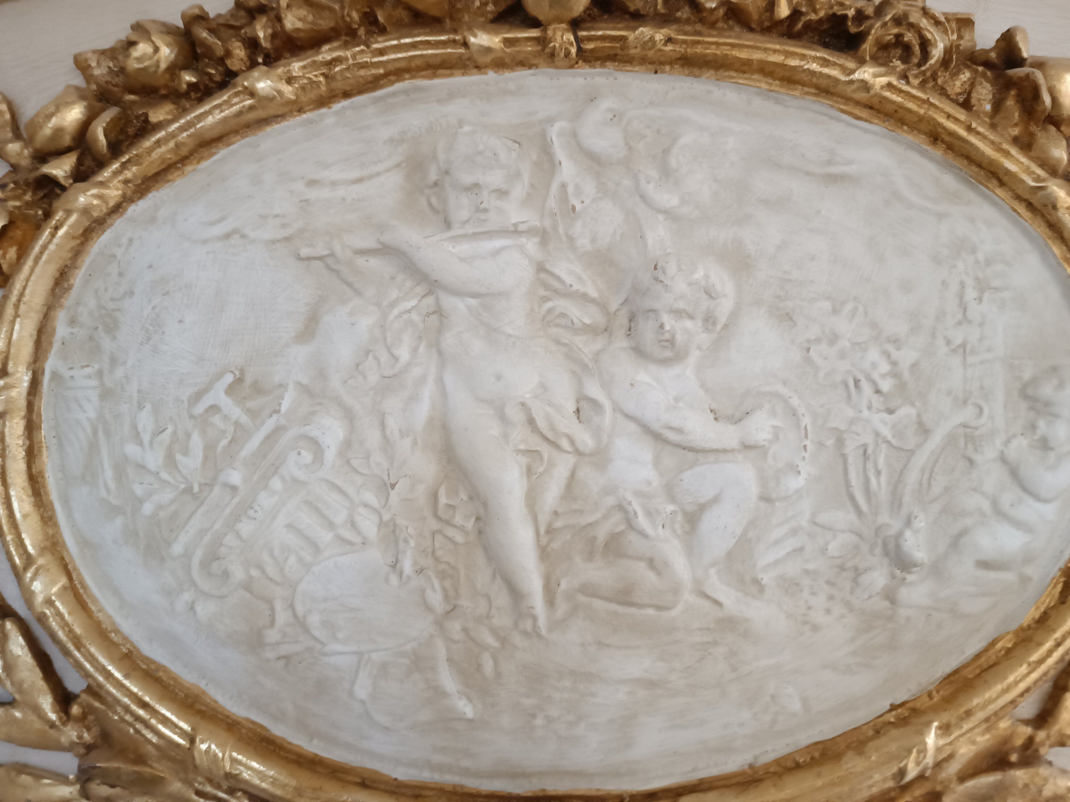 Top of door decorative paneau gilded wood