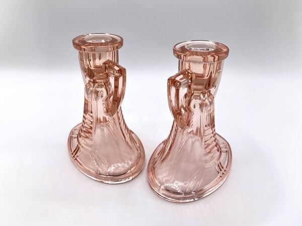 2 bougeoirs/chandeliers Luxval • modèle Victoria • Val Saint Lambert • 1935