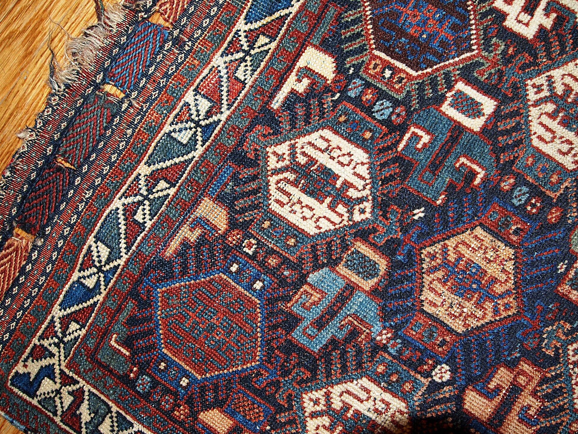Handmade antique collectible Persian Khamseh bag face 58cm x 67cm 1880s
